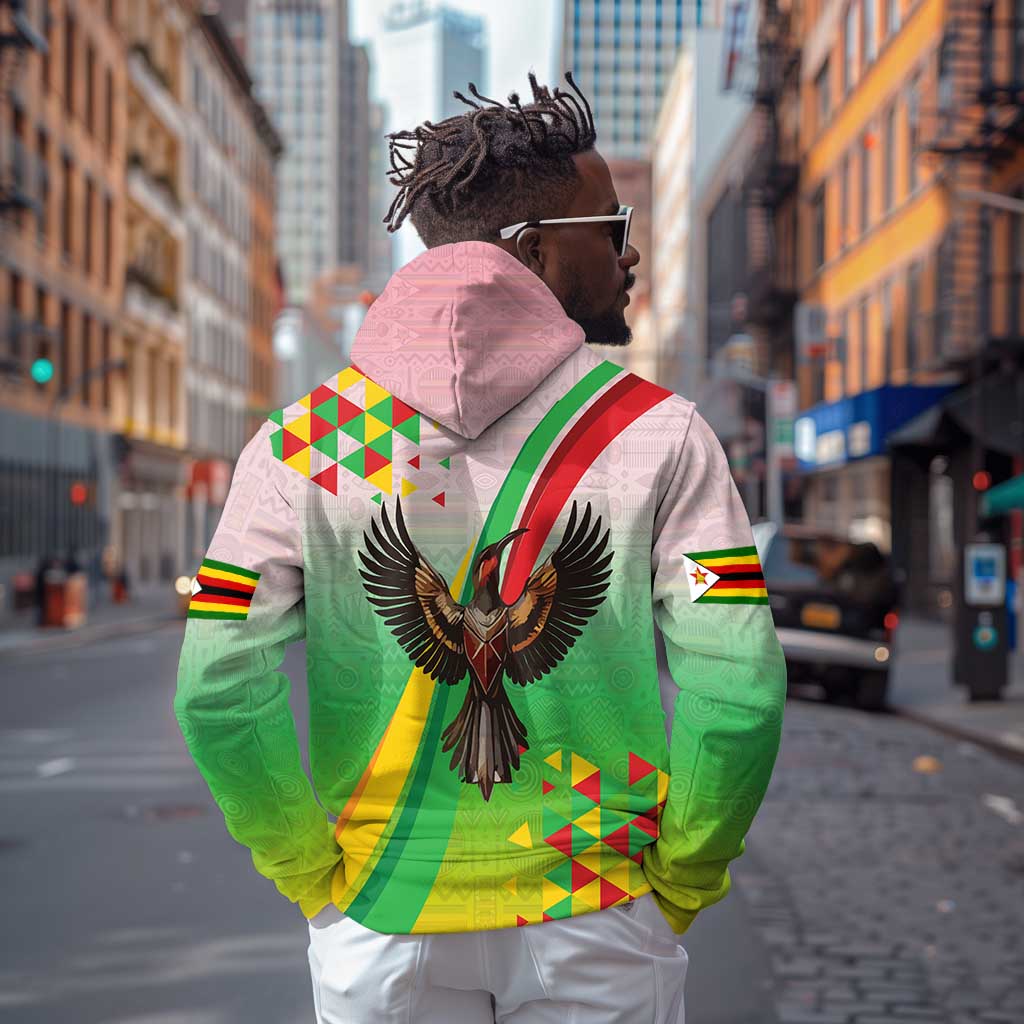 Vibe Zimbabwe Hoodie Tribal-Inspired Background with Geometric Flag Color Design