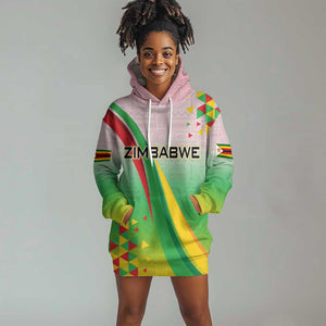 Vibe Zimbabwe Hoodie Dress Tribal-Inspired Background with Geometric Flag Color Design