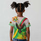 Vibe Zimbabwe Kid T shirt Tribal-Inspired Background with Geometric Flag Color Design