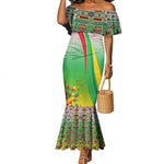 Vibe Zimbabwe Mermaid Dress Tribal-Inspired Background with Geometric Flag Color Design