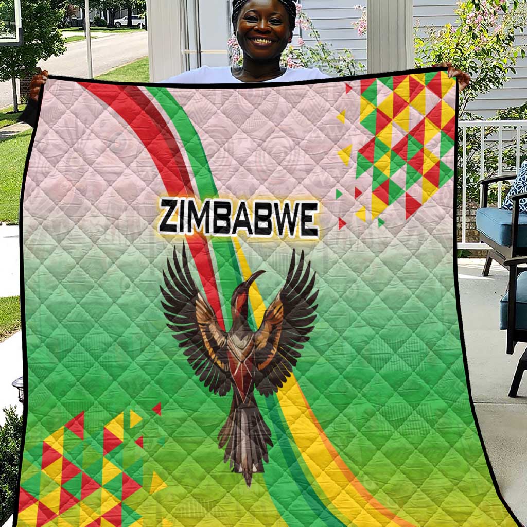 Vibe Zimbabwe Quilt Tribal-Inspired Background with Geometric Flag Color Design