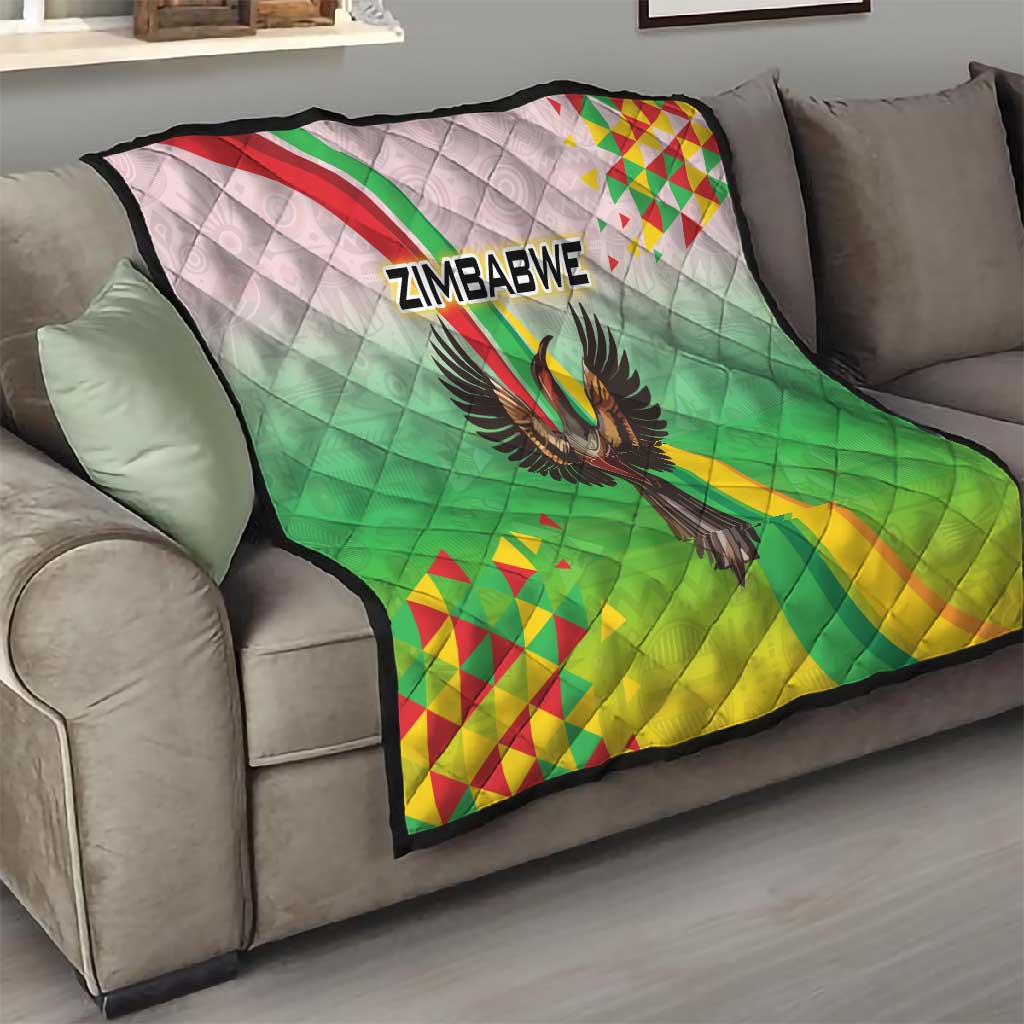 Vibe Zimbabwe Quilt Tribal-Inspired Background with Geometric Flag Color Design