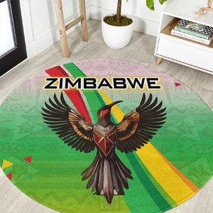 Vibe Zimbabwe Round Carpet Tribal-Inspired Background with Geometric Flag Color Design