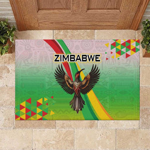 Vibe Zimbabwe Rubber Doormat Tribal-Inspired Background with Geometric Flag Color Design