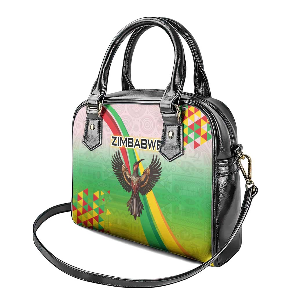 Vibe Zimbabwe Shoulder Handbag Tribal-Inspired Background with Geometric Flag Color Design