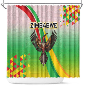 Vibe Zimbabwe Shower Curtain Tribal-Inspired Background with Geometric Flag Color Design