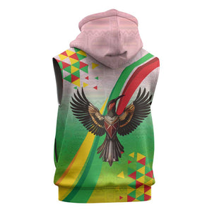 Vibe Zimbabwe Sleeveless Hoodie Tribal-Inspired Background with Geometric Flag Color Design - African Pride