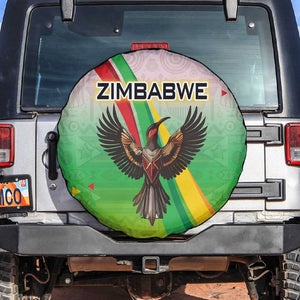 Vibe Zimbabwe Spare Tire Cover Tribal-Inspired Background with Geometric Flag Color Design