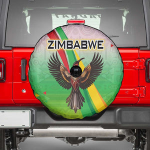 Vibe Zimbabwe Spare Tire Cover Tribal-Inspired Background with Geometric Flag Color Design