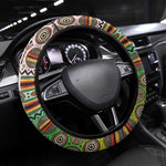 Vibe Zimbabwe Steering Wheel Cover Tribal-Inspired Background with Geometric Flag Color Design