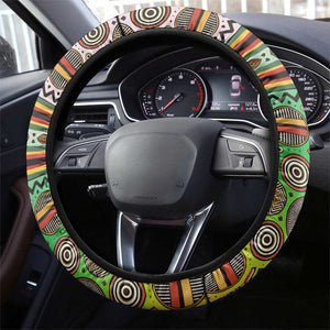 Vibe Zimbabwe Steering Wheel Cover Tribal-Inspired Background with Geometric Flag Color Design
