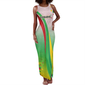 Vibe Zimbabwe Tank Maxi Dress Tribal-Inspired Background with Geometric Flag Color Design