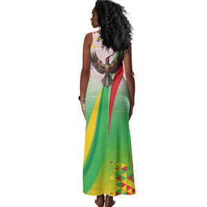 Vibe Zimbabwe Tank Maxi Dress Tribal-Inspired Background with Geometric Flag Color Design