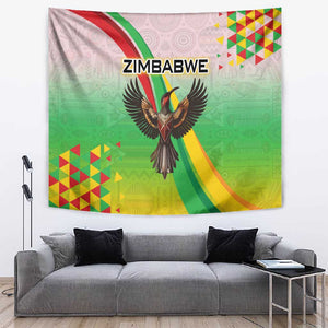 Vibe Zimbabwe Tapestry Tribal-Inspired Background with Geometric Flag Color Design