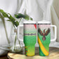 Vibe Zimbabwe Tumbler With Handle Tribal-Inspired Background with Geometric Flag Color Design