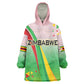 Vibe Zimbabwe Wearable Blanket Hoodie Tribal-Inspired Background with Geometric Flag Color Design