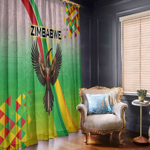 Vibe Zimbabwe Window Curtain Tribal-Inspired Background with Geometric Flag Color Design