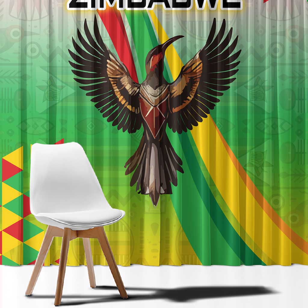 Vibe Zimbabwe Window Curtain Tribal-Inspired Background with Geometric Flag Color Design