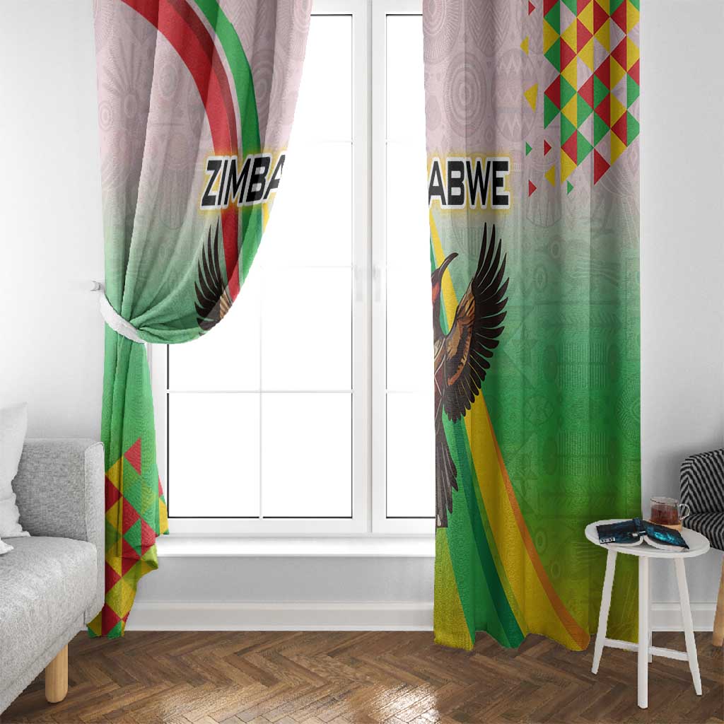 Vibe Zimbabwe Window Curtain Tribal-Inspired Background with Geometric Flag Color Design