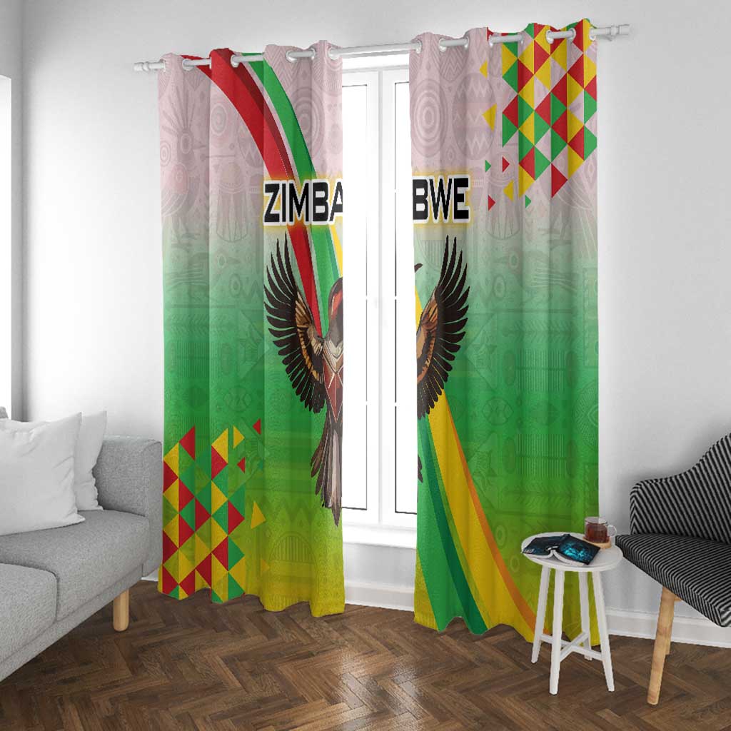 Vibe Zimbabwe Window Curtain Tribal-Inspired Background with Geometric Flag Color Design