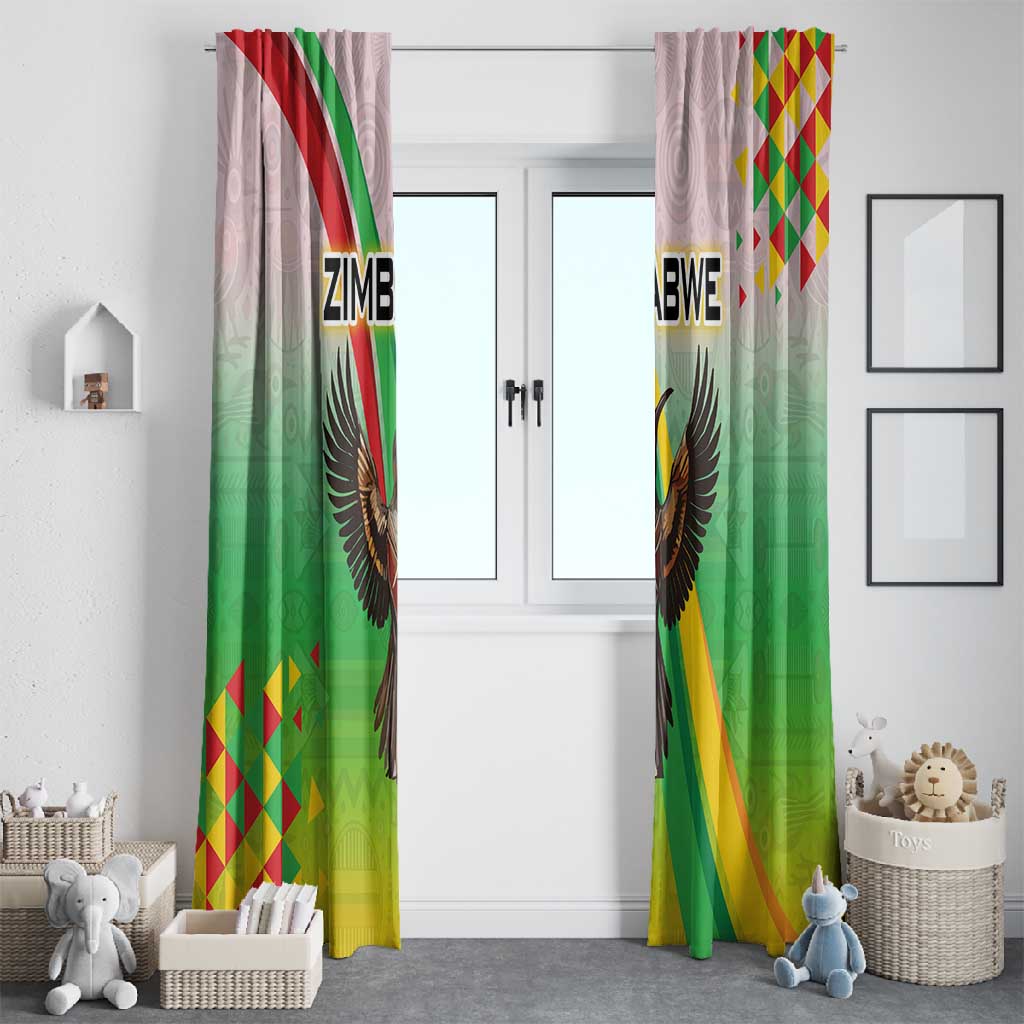 Vibe Zimbabwe Window Curtain Tribal-Inspired Background with Geometric Flag Color Design