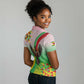 Vibe Zimbabwe Women Polo Shirt Tribal-Inspired Background with Geometric Flag Color Design