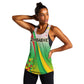 Vibe Zimbabwe Women Racerback Tank Tribal-Inspired Background with Geometric Flag Color Design
