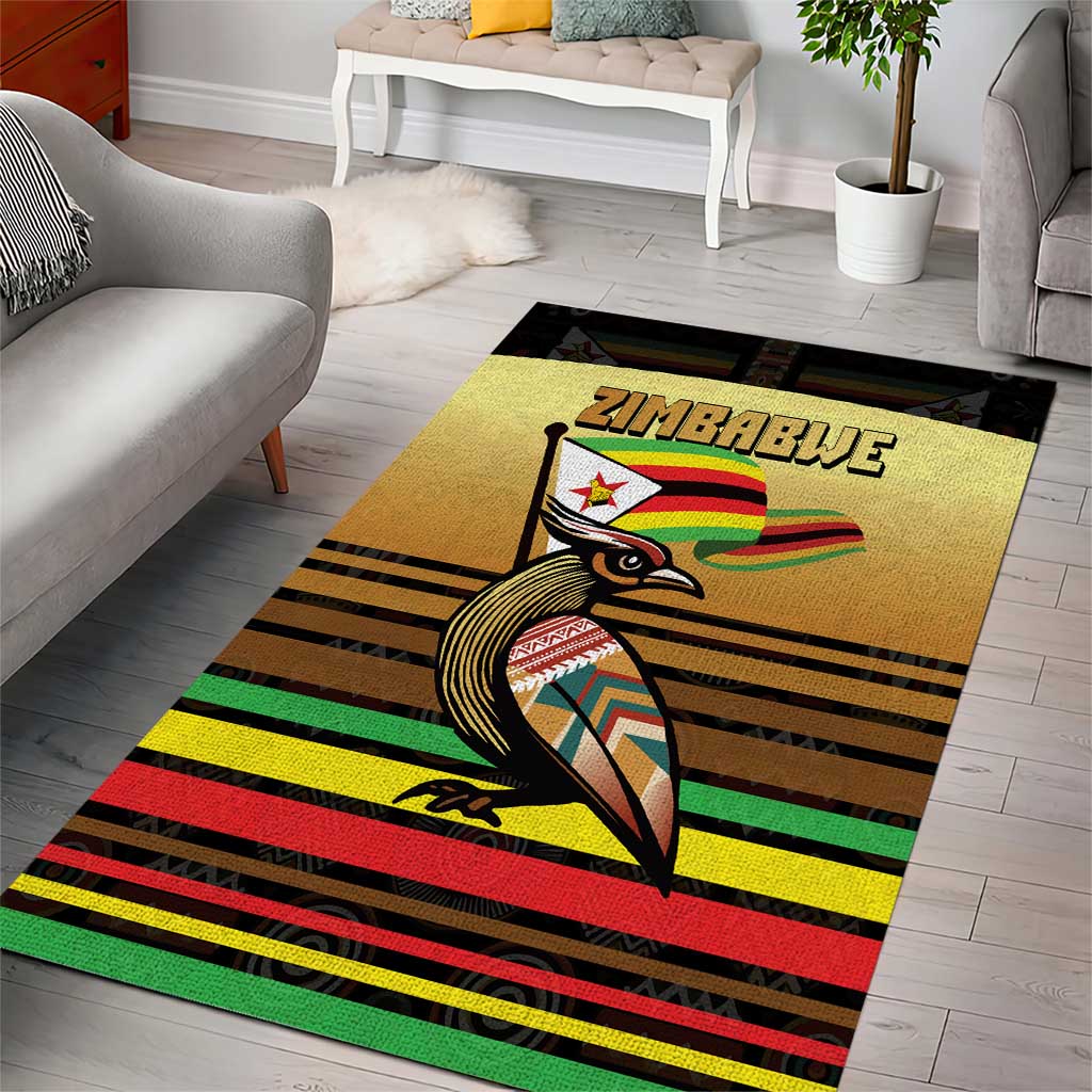Pride Zimbabwe Area Rug Zimbabwean Bird, Tribal Patterns and Pan-African Colors
