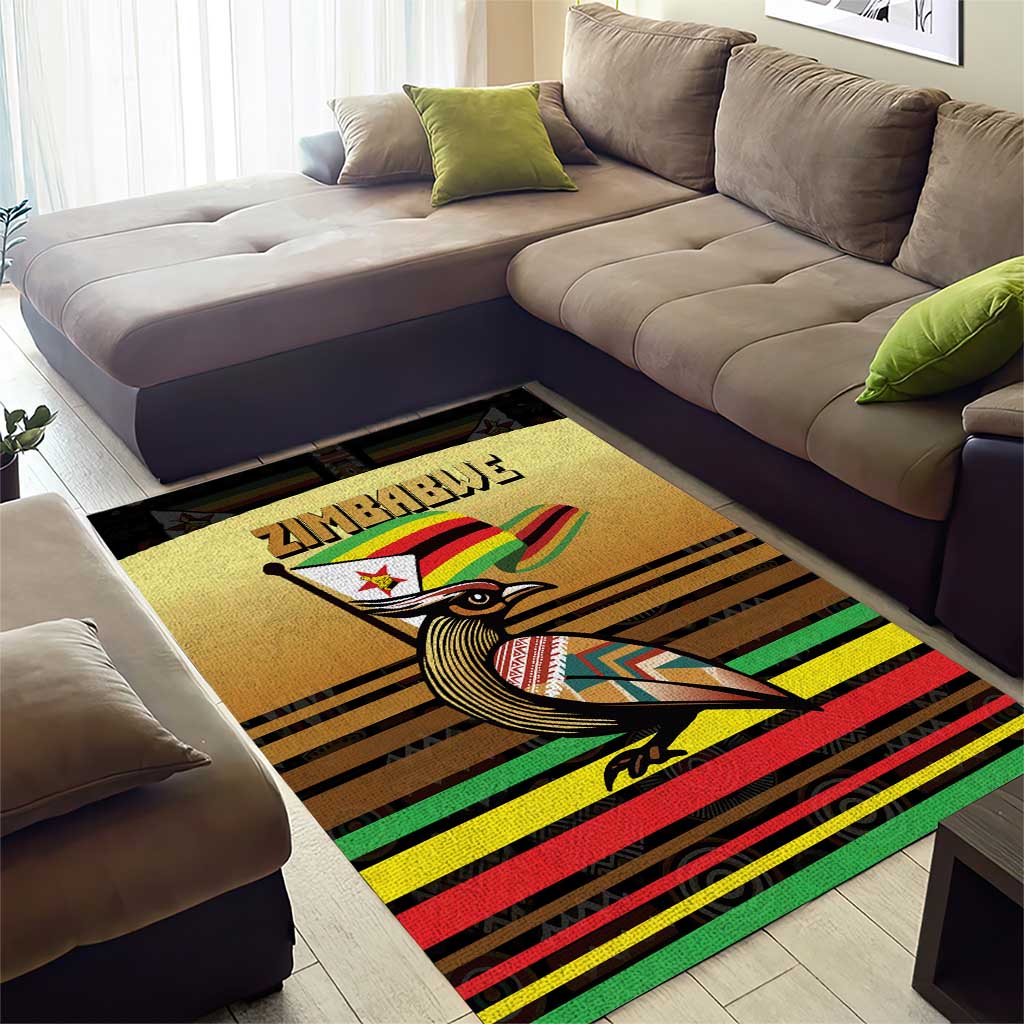 Pride Zimbabwe Area Rug Zimbabwean Bird, Tribal Patterns and Pan-African Colors