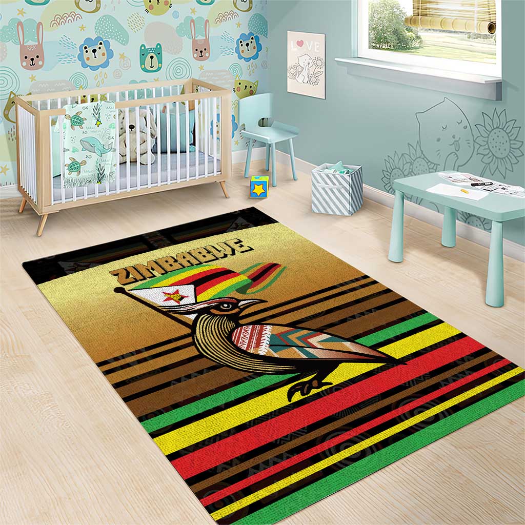 Pride Zimbabwe Area Rug Zimbabwean Bird, Tribal Patterns and Pan-African Colors