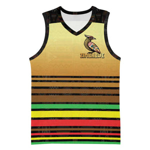 Pride Zimbabwe Basketball Jersey Zimbabwean Bird, Tribal Patterns and Pan-African Colors - African Pride
