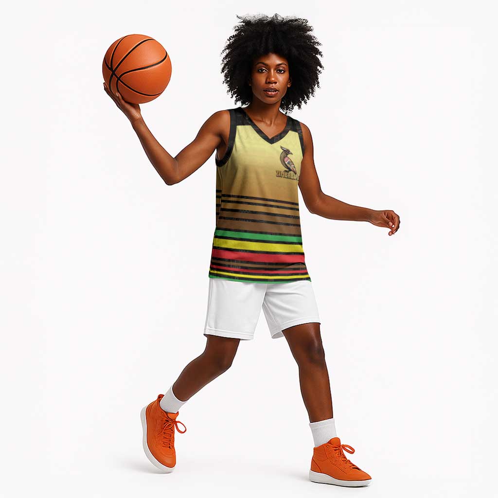 Pride Zimbabwe Basketball Jersey Zimbabwean Bird, Tribal Patterns and Pan-African Colors - African Pride