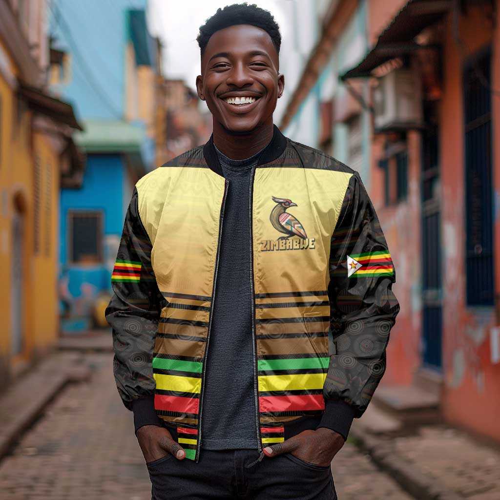 Pride Zimbabwe Bomber Jacket Zimbabwean Bird, Tribal Patterns and Pan-African Colors