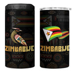 Pride Zimbabwe 4 in 1 Can Cooler Tumbler Zimbabwean Bird, Tribal Patterns and Pan-African Colors