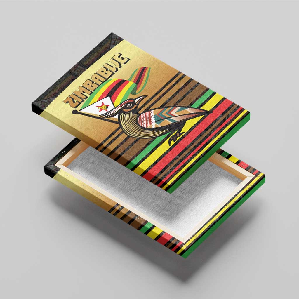 Pride Zimbabwe Canvas Wall Art Zimbabwean Bird, Tribal Patterns and Pan-African Colors