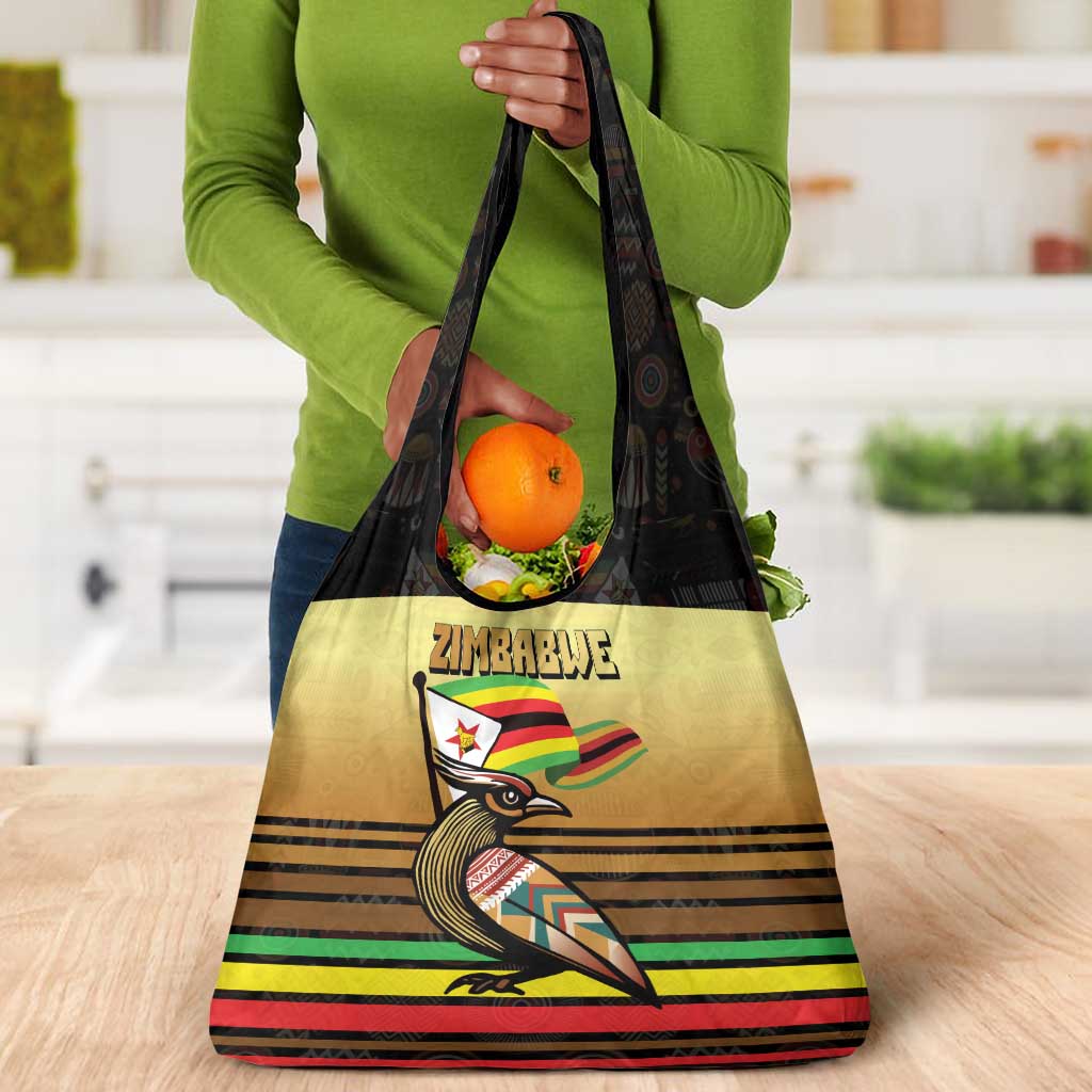 Pride Zimbabwe Grocery Bag Zimbabwean Bird, Tribal Patterns and Pan-African Colors