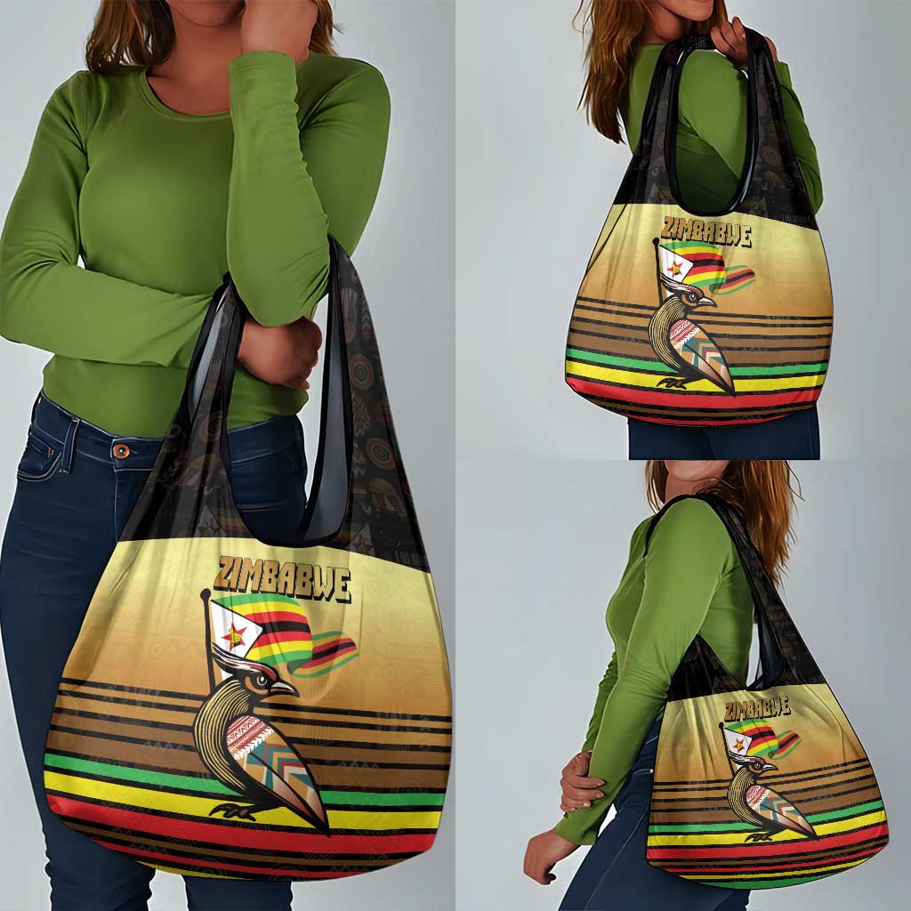 Pride Zimbabwe Grocery Bag Zimbabwean Bird, Tribal Patterns and Pan-African Colors