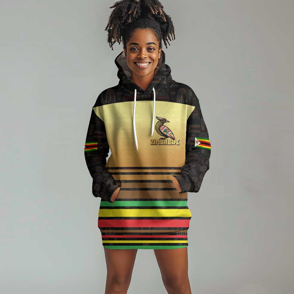 Pride Zimbabwe Hoodie Dress Zimbabwean Bird, Tribal Patterns and Pan-African Colors