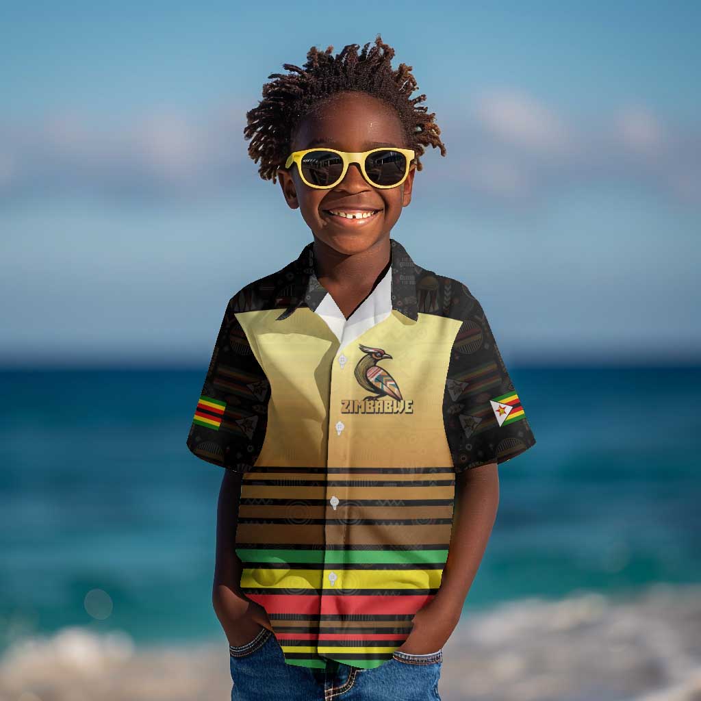 Pride Zimbabwe Kid Hawaiian Shirt Zimbabwean Bird, Tribal Patterns and Pan-African Colors