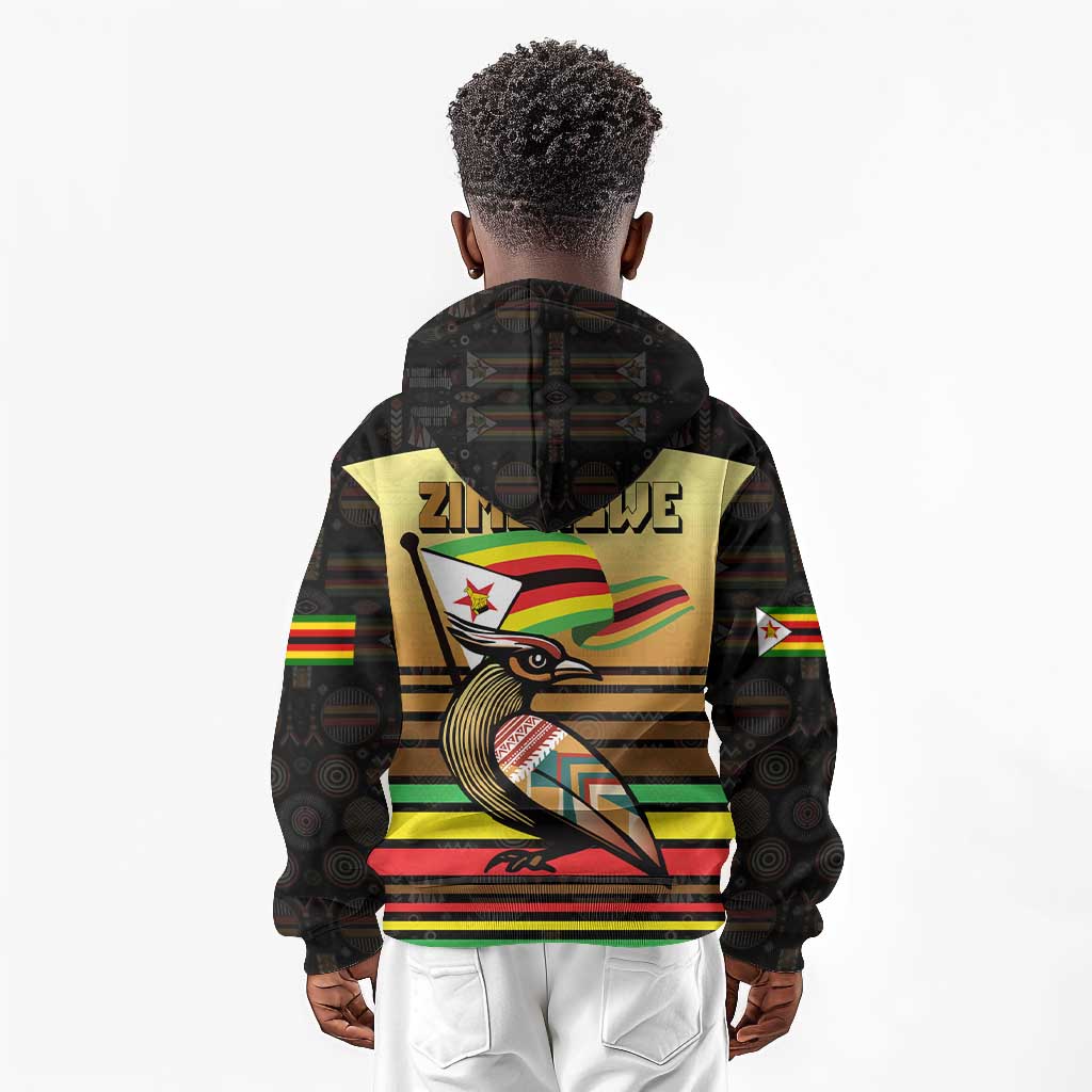 Pride Zimbabwe Kid Hoodie Zimbabwean Bird, Tribal Patterns and Pan-African Colors