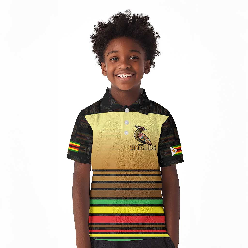 Pride Zimbabwe Kid Polo Shirt Zimbabwean Bird, Tribal Patterns and Pan-African Colors
