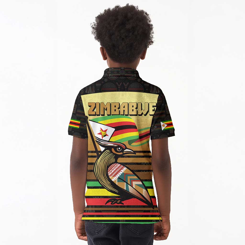 Pride Zimbabwe Kid Polo Shirt Zimbabwean Bird, Tribal Patterns and Pan-African Colors