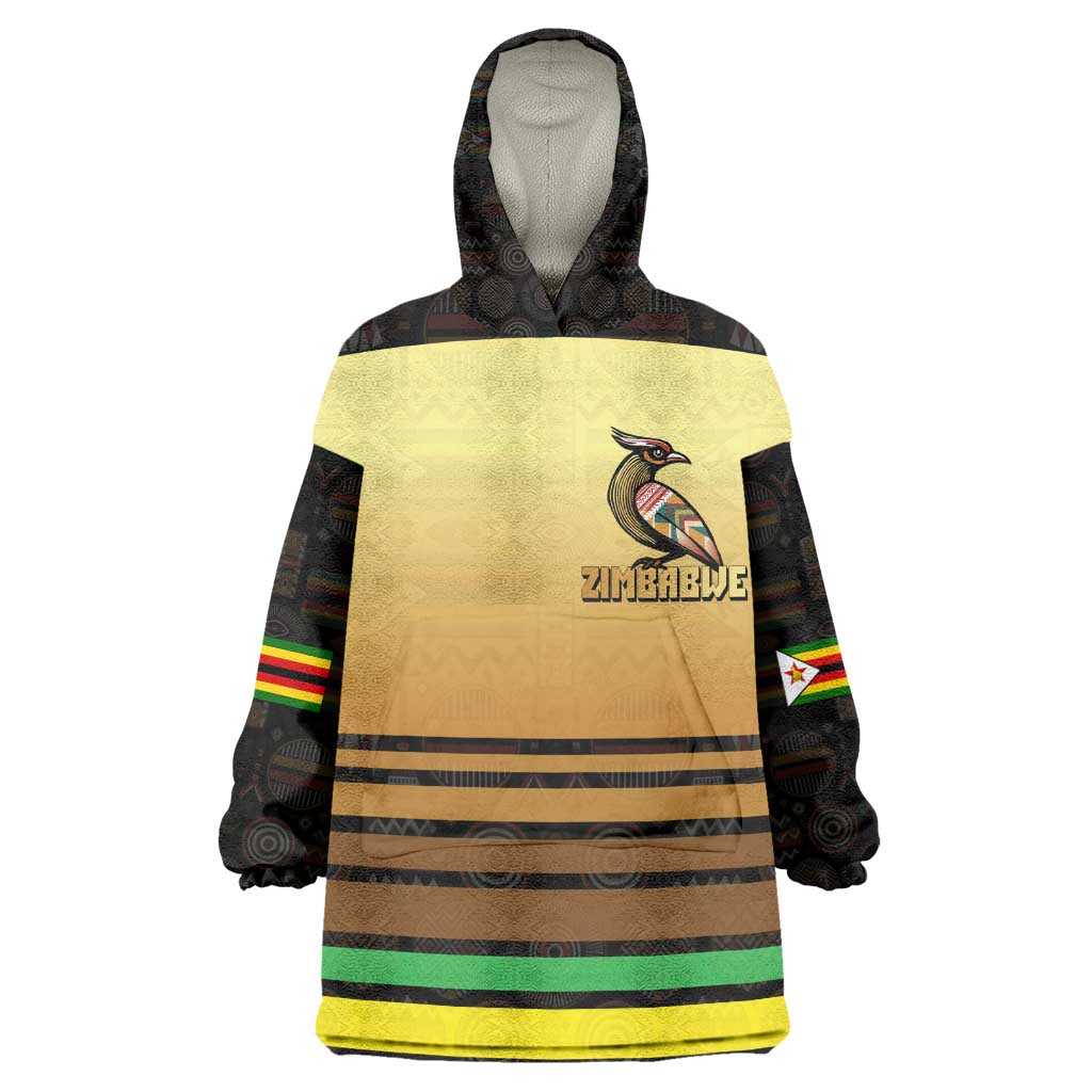 Pride Zimbabwe Kid Wearable Blanket Hoodie Zimbabwean Bird, Tribal Patterns and Pan-African Colors