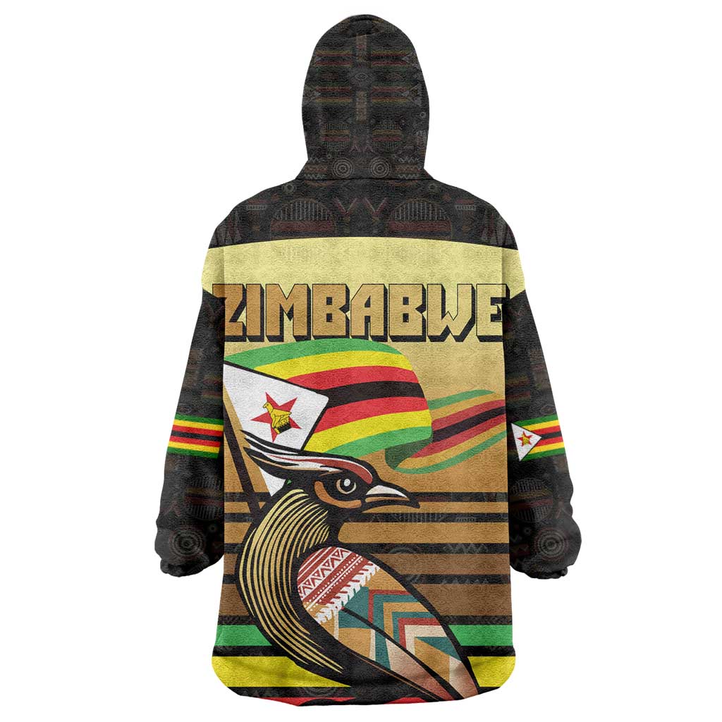 Pride Zimbabwe Kid Wearable Blanket Hoodie Zimbabwean Bird, Tribal Patterns and Pan-African Colors
