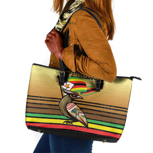 Pride Zimbabwe Leather Tote Bag Zimbabwean Bird, Tribal Patterns and Pan-African Colors