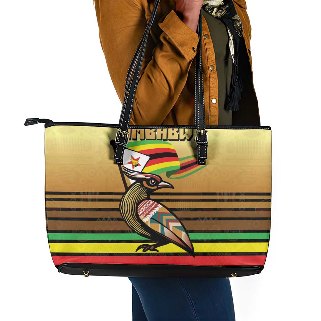 Pride Zimbabwe Leather Tote Bag Zimbabwean Bird, Tribal Patterns and Pan-African Colors