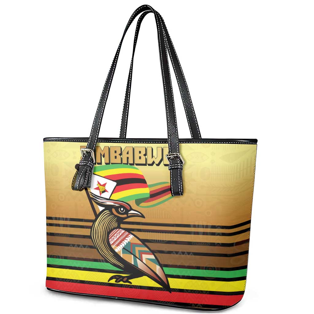 Pride Zimbabwe Leather Tote Bag Zimbabwean Bird, Tribal Patterns and Pan-African Colors