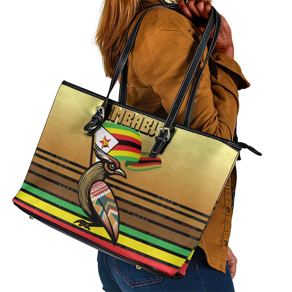 Pride Zimbabwe Leather Tote Bag Zimbabwean Bird, Tribal Patterns and Pan-African Colors
