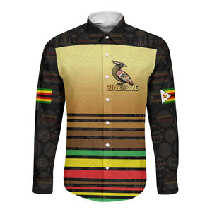 Pride Zimbabwe Long Sleeve Button Shirt Zimbabwean Bird, Tribal Patterns and Pan-African Colors