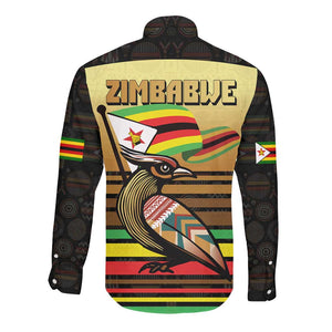 Pride Zimbabwe Long Sleeve Button Shirt Zimbabwean Bird, Tribal Patterns and Pan-African Colors